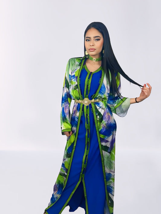 Caftan NOUR Bleu et Vert