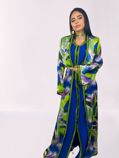 Caftan NOUR Bleu et Vert